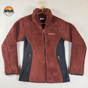 Columbia Fast Beauty Plush Fleece Full Zip Jacket Burgundy XL6620 EUC Women Sz S